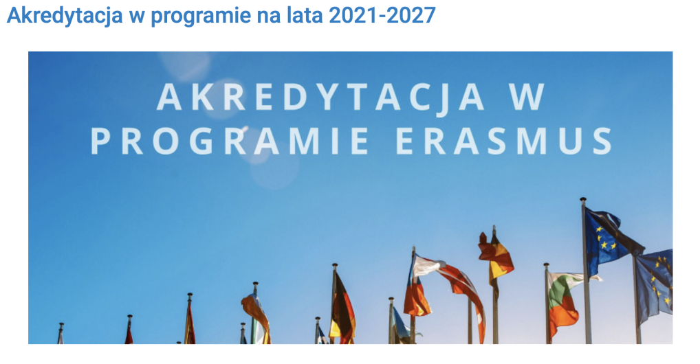 Obraz ERASMUS + INFORMACJA o przyznaniu AKREDYTACJI 2021-2027