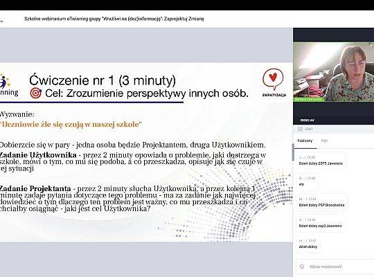 Szkolne webinarium eTwinning - Zaprojektuj Zmianę: Edukacja Obywatelska w Działaniu