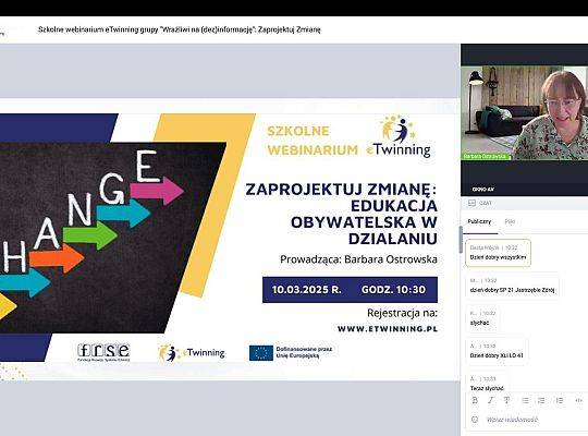 Szkolne webinarium eTwinning - Zaprojektuj Zmianę: Edukacja Obywatelska w Działaniu