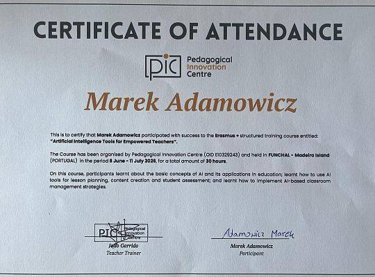 Kurs „Artificial Intelligence Tools for Empowered Teachers” , 07.2026, Madera Portugalia