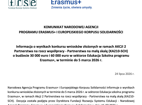 NASZ NOWY PROJEKT ERASMUS+ KA210-SCH