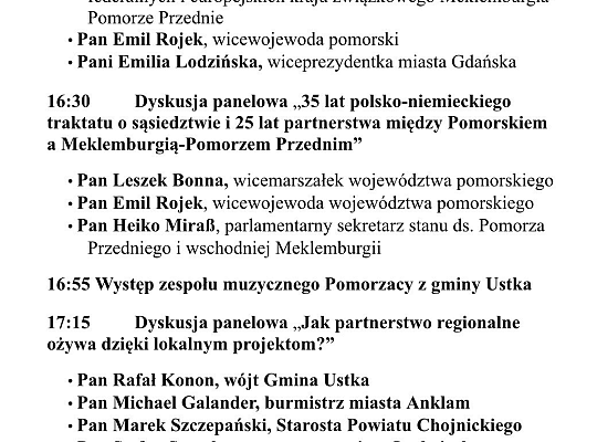 25-lecie Polsko-Niemieckiej współpracy województwa pomorskiego i landu Meklemburgia- Pomorze Przednie