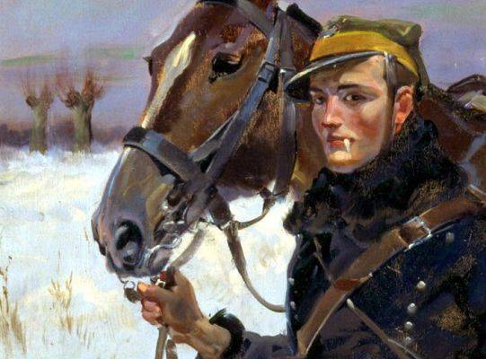 Wojciech Kossak - Żołnierz z koniem